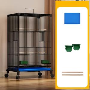 TEMU 앵무새, 불독, 핀치, 소형 새에게 적합한 대형 고강도 새장 - 3단 디자인, 양방향 입구, 이동성을 위한 4륜의 초대형 빌라 사이즈 새장, 소형 동물에게 이상적