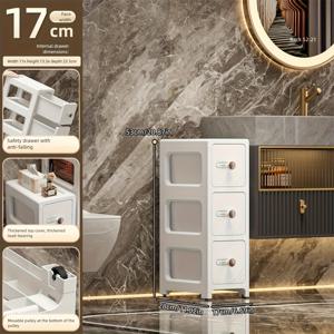 TEMU 17cm 좁은 공간 수납장, 서랍형 주방 갭 정리함, 초슬림 냉장고 옆장, 욕실용 다층 뚜껑 수납박스