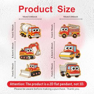 TEMU 6개 세트 대형 귀여운 교통 테마 만화 냉장고 자석 - 다양한 차량, 자동차, 소방차가 특징 - 부드럽고 생생한 색상, 강력한 접착력으로 주방, 사무실, 화이트보드, 냉장고, 보관 캐비닛에 적합