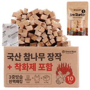 TEMU 브리즈문 캠핑 3중 방습 참나무 장작 10kg 20kg + 우드 착화제 20g 세트