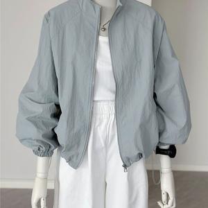 TEMU 여성 봄여름 가을 아우터 트레이닝 집업 점퍼 무지 루즈핏 캐주얼 간절기자켓 밑단 밴딩 조절 가능 모던 심플 통근 시크 슬림소녀 SLIM GIRL