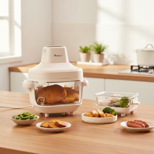 TEMU 앤루시 듀얼 이지 에어프라이어 1.2L + 4.5L 유리 컨테이너 2종