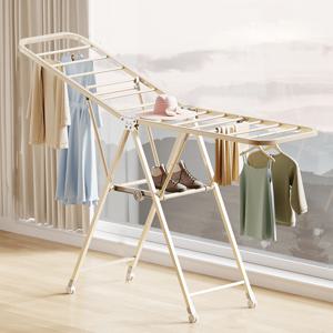 TEMU 1개 현대 스테인리스 접이식 세탁 건조대 베란다 실내 가정용 건조대 조절 가능하고 설치가 필요 없는 이송식 건조대 기숙사/침실 건조대 실내외 모두 사용 가능한 금속 건조대 이불 및 옷용 금속 건조대 추석선물 할로윈선물 크리스마스선물