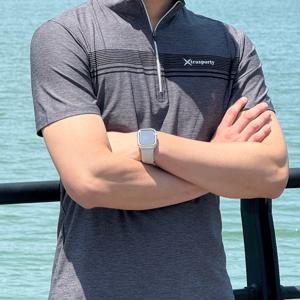 TEMU 남성 시원 쾌적한 여름 데일리 캐주얼 멜란지 반팔 집업 티셔츠 제이드(A11LT021M)