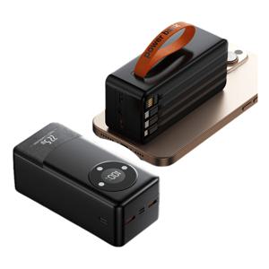 TEMU 새로운 60000mAh 대용량 보조 배터리, 4개의 케이블 포함, LED 전원 디스플레이, QC3.0 백업 전원 PD22.5W 고속 충전, 파티, 캠핑 및 야외 낚시에 적합.