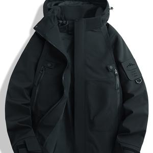 TEMU 2026년 신상 남녀 공용 아웃도어 후드 방풍 재킷, 봄/가을 다기능 등산 재킷, 통기성 좋고 편안한 패셔너블한 단색 방풍 재킷