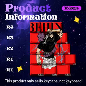 TEMU 메커니컬 키보드 키캡 크리에이티브 선물! 독점 2D 프린팅 애니메이션 패턴, 생동감 넘치는 레드 & 블랙 컬러, 멋진 캐릭터 백 디자인, 선물용으로 이상적, 이스포츠 애호가/애니메이션 팬을 위한 완벽한 선택, CHERRY 오리지널 높이 15키 메커니컬 키보드 키캡