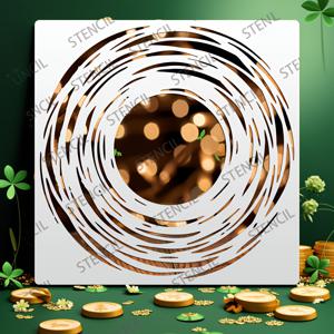 TEMU 1개 대형 10x10인치 재사용 가능 DIY 벽 페인팅 템플릿 - 대형 블랙홀 스파이럴 패턴, 추상 기하학 템플릿, 벽, 캔버스, 유리용 - DIY 공예, 벽화, 종이 장식용