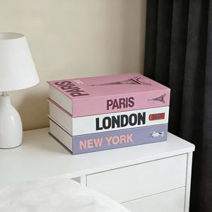 TEMU 3개 시티 아키텍처 스타일 홈 장식 책 | 침실, 서재, 거실, 식탁, 침대 옆 테이블용 책꽂이 | 클래식 종이, 래커 마감, 크리스마스, 할로윈, 부활절 장식에 이상적