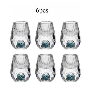 TEMU 6개 15ml 위스키 & 증류주 유리잔 세트, 터콰이즈 베이스의 컷 크리에이티브 디자인 - 위스키, 보드카, 데킬라, 진, 럼 & 브랜디 유리잔, 남성용 & 아버지의 날을 위한 우아한 바용품 선물