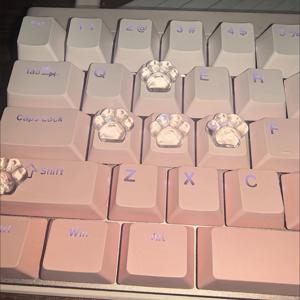 TEMU 고양이 발바닥 키보드 스티커 4개 세트, 잔여물 없는 키캡, 네일 아트 보호, 미니 캐릭터가 있는 긴 네일 디자인, 레진 공예 및 키보드 장식에 완벽