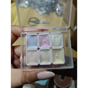 TEMU 6색 진주 수채화 미니 팔레트 - 컴팩트 투명 보관 케이스, 랜덤 컬러, 미술 그림, 카드, 도자기, 전문 아트 창작에 적합 -