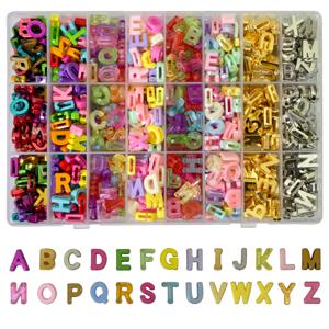 TEMU 1000개 24구 8가지 디자인 12mm 3D 대형 레터 랜덤 컬러 알파벳 스페이서 비즈, 주얼리 제작 키트 - 대형 보관함 포함 - DIY 펜던트 팔찌 목걸이 액세서리용 - 발렌타인데이 선물