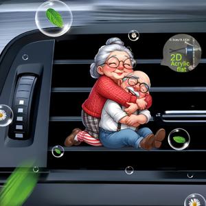 TEMU 2D 평면, 1개 사랑스러운 조부모님, 재사용 가능한 차량용 공기 청정기 퍼퓸 디퓨저 클립, 차량 통풍구 차량 내부 액세서리, 차량용 향기 디퓨저, 