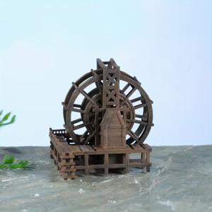 TEMU 1개 중국 스타일 미니 조경 장식품 (수력터빈, 분재, 어항, 조경석, 정자, 레진 건물 피규어 포함)