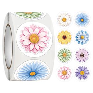 TEMU 500개 소형 신선한 데이지 스티커 라운드 봉투 스티커 롤 핸드북 DIY 장식 휴대폰 스티커 선물 장식