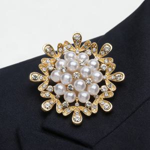 TEMU 진주 및 라인스톤 코트 스웨터 브로치 플로럴 핀 의류 액세서리