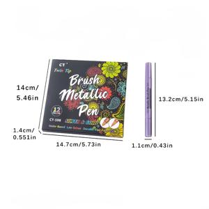 TEMU 검정 종이, 암석 페인팅, 유리, 나무 및 크리스마스 공예에 사용하기 위한 글리터가 있는 듀얼 팁 메탈릭 마커 12개 세트