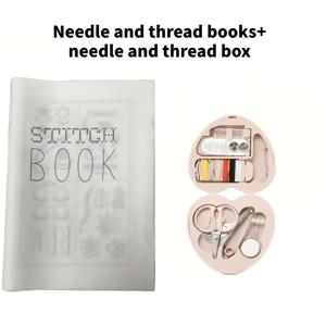 TEMU 스티치 책 - 휴대용 미니 재봉 키트 (18개 자수 바늘, 12개 재봉실 포함), 실과 튼튼한 원단 상자 포함, 초보자 및 매니아에게 적합. 수제 프로젝트 필수품