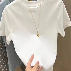 TEMU 봄/여름 심플 라운드넥 패션 루즈핏 다용도 캐주얼 반팔 티셔츠 여성 상의