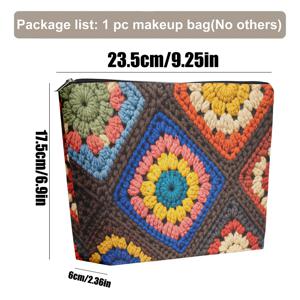 TEMU 메이크업 가방 1개, 수제 크로셰 아트워크 리넨 화장품 가방, 클러치, 세면도구 가방, 필통, 선물 가방, 어머니, 딸, 절친, 선생님을 위한 이상적인 선물, 졸업, 웨딩 시즌 & 휴일 선물에 필수품