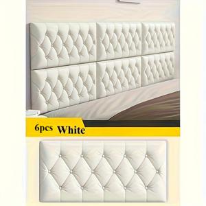 TEMU 6개 세트 대나무 매트 포함 충돌 방지 벽 패널 | 침대 가장자리 감싸기, 부드러운 접착식 뒷면, 침실 인테리어, 홈 리모델링, 모던 데코, 디자인, 내구성 소재