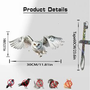 TEMU 실물 같은 올빼미 정원 엉덩이, 벨과 반사 글리터 리본 포함 - 실외 조류 퇴치 장식, 배터리 불필요, 내구성 좋은 플라스틱 재질, 마당 및 화단에 적합, 올빼미 홈 데코