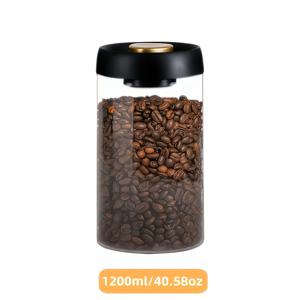 TEMU 1개 고강도 보로실리케이트 유리 진공 보관 용기 (블랙 플립탑 뚜껑 & 골드 노브) - 밀폐 및 방습, 내열성 & 전자레인지 안전 용기 (커피콩, 차, 견과류, 시리얼, 식료품 정리용) - 재사용 가능한 직사각형 주방 식료품 정리함