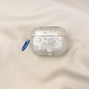 TEMU 귀여운 만화 파란 별 고양이 디자인, Airpods 1/2/3, Airpods Pro, Airpods Pro2/Airpods Pro3 헤드폰 케이스 보호대에 적합, Airpods4 보호 케이스와 호환, 케이스 1개와 행잉 링 1개 포함