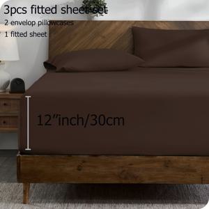 TEMU 퀸 사이즈 엑스트라 딥 포켓 피트드 시트 3pcs - 1800 마이크로파이버, 울트라 소프트 & 주름 방지, 12인치 높이, 8가지 컬러 옵션, 세탁기 사용 가능