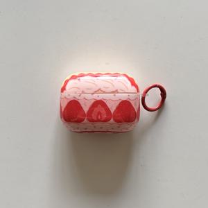 TEMU 귀여운 핑크 레드 크림 딸기 케이크 리본 무늬 보호용 이어폰 케이스, AirPods Pro3, Pro2, 1, 2, 3, 4 Pro 호환