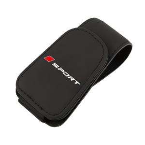 TEMU 자석식 PU 가죽 차량용 안경걸이 & 카드 슬롯 클립 - 차량 선바이저용, 원핸드 조작, 운전석 대시보드 액세서리, 블랙/그레이/베이지 색상 (설치 불필요)