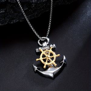 TEMU 패션 해적 앵커 펜던트 목걸이, 러더 디자인, 합금 구조, 남성용 항해 매력 주얼리 선물