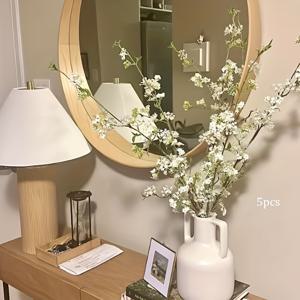 TEMU 39인치 크림색 조화 꽃잎 가지, 봄 식물 줄기, 센터피스 플로럴 웨딩 홈 선물