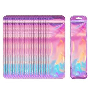 TEMU 50개 홀로그래픽 레이저 실버 지퍼 선물백, 재봉 가능한 포장 봉투 - 화장품 브러쉬, 펜, 립글로스 & 주얼리용