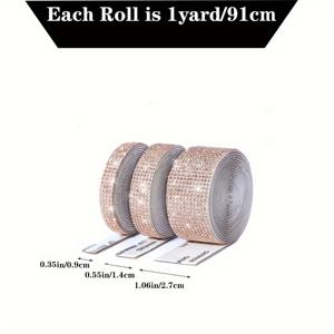 TEMU 3개 세트 자체 접착 라인스톤 리본 롤 - 각 3야드, 반짝이는 스티커 테이프, DIY 공예, 자동차 & 의류 장식, 웨딩 파티 용품, 화병 장식, 홈 액센트, 할로윈, 크리스마스
