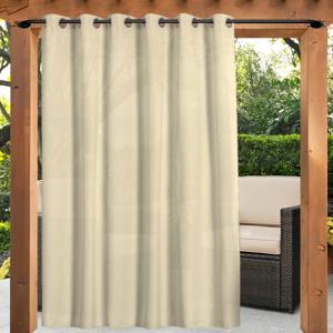 TEMU 1패널 야외 커튼 - UV 차단 및 색바램 방지, 파티오·가제보·현관용 선블로킹 프라이버시 커튼, 크림색