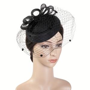 TEMU 1개 우아한 여성용 꽃 베일 패시네이터 클립 - 생동감 넘치는 & 중성적인 색상의 수공예 메쉬 헤드웨어, 티 파티, 생일, 경마, 신부 행사에 이상적, 신부용 웨딩 베일