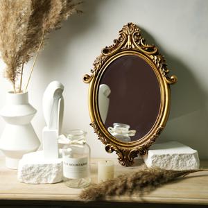 TEMU 1개 빈티지 코트 엠보싱 골드 불규칙 거울, 벽걸이 사진 메이크업 거울, 장식용 매달린 거울