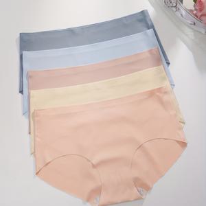 TEMU 5팩 여성용 심리스 얇고 통기성 좋은 삼각 팬티, 스위트 속옷