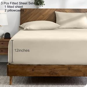 TEMU 퀸 사이즈 엑스트라 딥 포켓 피트드 시트 3pcs - 1800 마이크로파이버, 울트라 소프트 & 주름 방지, 12인치 높이, 8가지 컬러 옵션, 세탁기 사용 가능