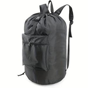 TEMU 견고한 옥스포드 소재로 제작된 어깨끈과 포켓이 있는 싱글 백팩 세탁 가방. 드로스트링 잠금 장치가 장착되어 대학, 여행, 세탁소 및 아파트 사용에 적합하며 세탁 바구니입니다.