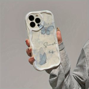 TEMU 아이폰용 블루 그라데이션 나비 폰 케이스 - 아이폰 15/15플러스/15프로/15프로맥스, 아이폰 14/14플러스/14프로/14프로맥스, 아이폰 13/13프로/13프로맥스, 아이폰 12/12프로/12프로맥스, 아이폰 11/11/11프로 맥스/아이폰 7/8/아이폰 x/xs 먼지 방지 및 멋진 디자인