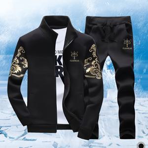 TEMU 봄과 가을 스타일 남성용 지퍼 오픈 가디건 스포츠 수트