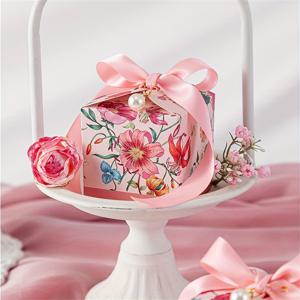 TEMU 그녀/그를 위한 선물 50개 세트 - 우아한 플로럴 사각 종이 선물 상자 (레드 리본 & 진주 장식) - 사탕, , 보석 보관에 이상적 - 웨딩, 발렌타인데이, 기념일, 생일 선물용 - DIY 조립, 멀티컬러 팩, 크리스마스, 할로윈 선물 상자