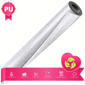 TEMU 열전사 비닐 롤용 글리터, 10인치 x 5피트 크기, 모든 커팅 머신에 적합. 원단, 티셔츠 및 베개에 열 비닐 디자인을 만들기 위해 쉽게 절단할 수 있습니다.