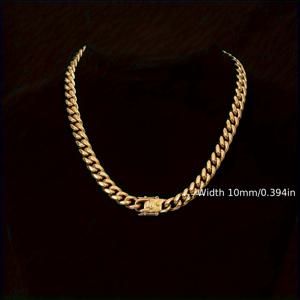 TEMU 304L 스테인리스 스틸로 제작된 광택된 원형 표면, 18K 금도금 처리, 폭 10mm. 이 금색 쿠바 팔찌 '목걸이'는 남녀 모두에게 적합한 스타일리시한 힙합 패션 액세서리입니다.