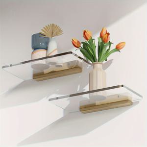 TEMU 투명 아크릴 무형 벽걸이 선반 - 책, 매니큐어, 향수 정리용 - 공간절약형 모던 선반, 펀치 설치, 욕실, 침실, 수납용 - 무료 조립, 무형 선반