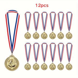 TEMU 12팩 골든 축구 메달 - 스포츠 대회, 축구 토너먼트, 크리스마스 파티 선물용 - 우승자, 상금, 개인 성과를 위한 골든 트로피