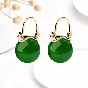 TEMU 우아한 모조 옥 후프 귀걸이 - 알레르기 방지, 일상 및 파티 착용에 완벽, 이상적인 크리스마스 선물